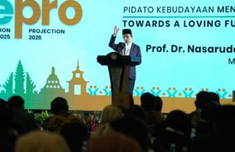 Menteri Agama Nasaruddin Umar saat menyampaikan rilis hasil Survei Evaluasi Kerukunan Umat Beragama 2025 dalam agenda Refleksi 2025 dan Proyeksi 2026 di Jakarta, Selasa (22/12/2025).