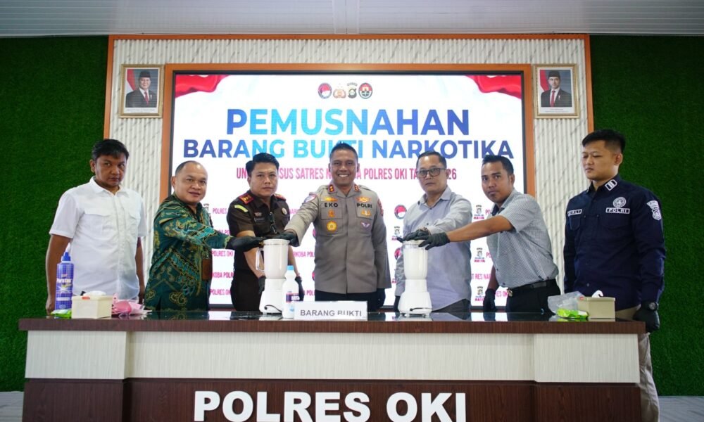 Polres OKI Musnahkan Barang Bukti 927 Gram Sabu Milik 2 Pelaku