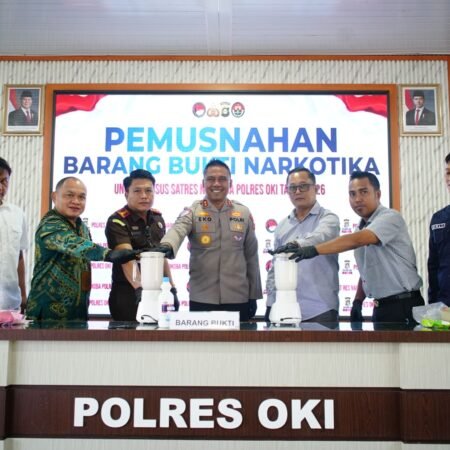 Polres OKI Musnahkan Barang Bukti 927 Gram Sabu Milik 2 Pelaku