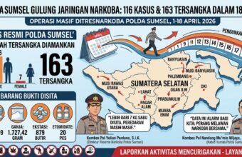 Sepanjang April 2026 Polda Sumsel Ungkap 116 Kasus Narkoba dan Tangkap 163 Tersangka