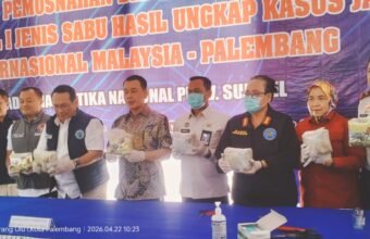 BNNP Sumsel Musnahkan 16,9 Kg Sabu Jaringan Malaysia–Palembang, Dua DPO Diburu
