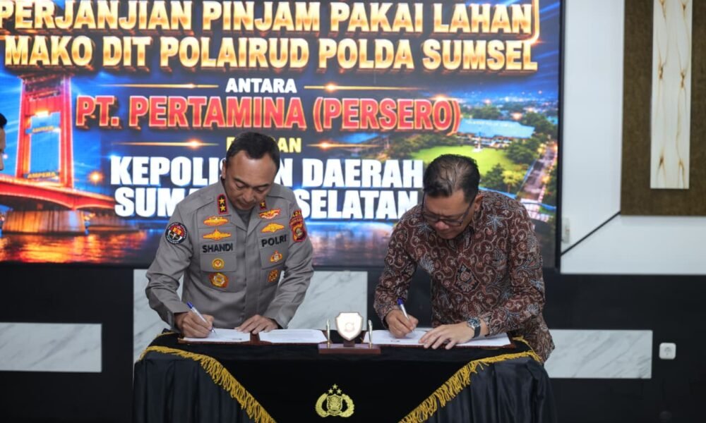 Kapolda Sumsel Teken Perjanjian Pinjam Pakai Lahan PT Pertamina (Persero) untuk Ditpolairud