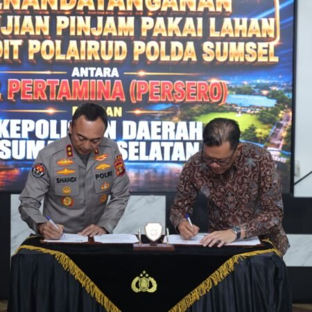 Kapolda Sumsel Teken Perjanjian Pinjam Pakai Lahan PT Pertamina (Persero) untuk Ditpolairud