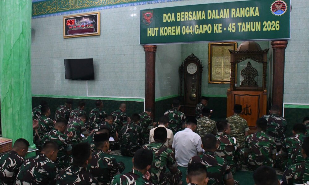Peringati HUT ke-45, Korem 044/Gapo Panjatkan Doa untuk Pengabdian dan Indonesia Maju. (Foto: Yulie)