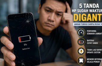 Seorang pengguna memperlihatkan smartphone yang mengalami layar retak dan baterai cepat habis sebagai ilustrasi lima tanda HP sudah waktunya diganti agar aktivitas tetap lancar. (Foto: ilustrasi/sriwijayaterkini.co)