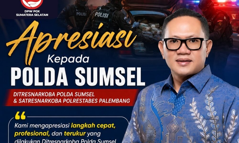 Gagalkan Penyelundupan 10,583 Kilogram Sabu, PGK Sumsel Apresiasi Polda Sumsel