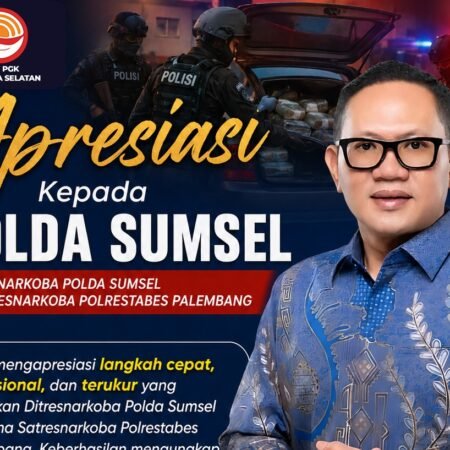 Gagalkan Penyelundupan 10,583 Kilogram Sabu, PGK Sumsel Apresiasi Polda Sumsel Gagalkan Penyelundupan 10,583 Kilogram Sabu, PGK Sumsel Apresiasi Polda Sumsel