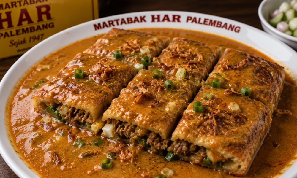 Martabak HAR Palembang, dengan siraman kuah kari khas yang kaya rempah. (Foto: istimewa)