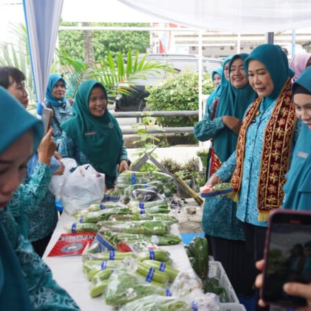 Ketua TP PKK Sumsel Feby Herman Deru Dorong Pemanfaatan Lahan Irigasi untuk Tingkatkan Ekonomi Keluarga Ketua TP PKK Provinsi Sumatera Selatan, Feby Herman Deru, tampak berjongkok memetik dan memanen hasil budidaya yang dikelola ibu-ibu PKK bersama warga. (Foto: Yulie)