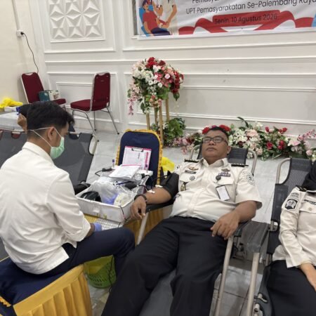 Wujud Kepedulian Sosial, Rutan Palembang Gelar Donor Darah dan Cek Kesehatan di Semarak HUT RI ke-81