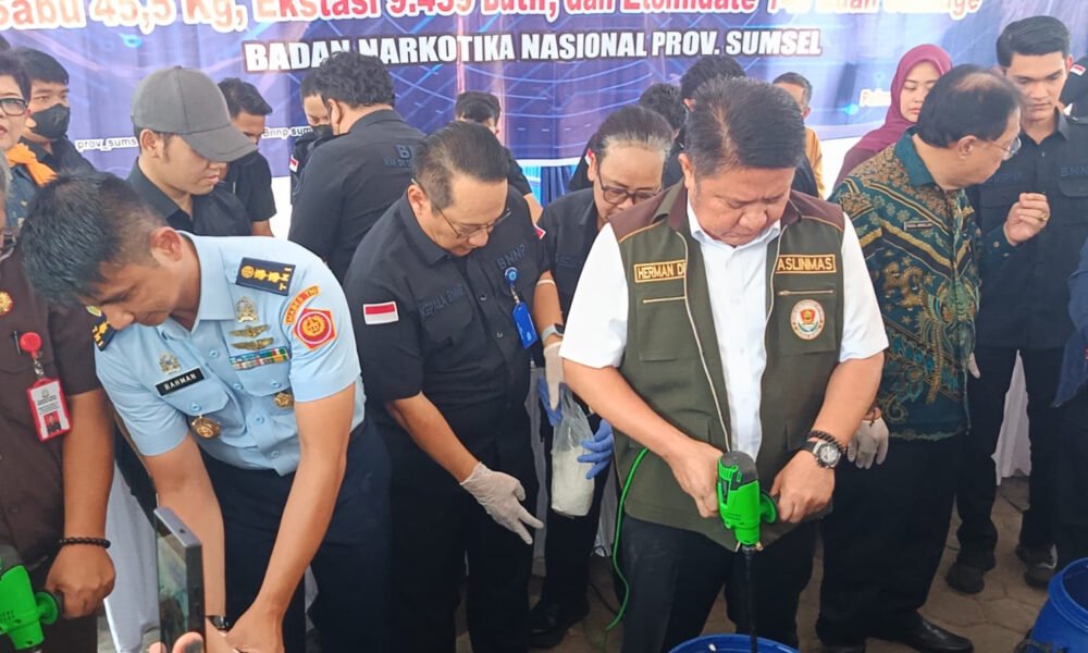 BNNP Sumsel Musnahkan 45,5 Kg Sabu dan 9.439 Ekstasi dari Jaringan Internasional Malaysia-Palembang-PALI