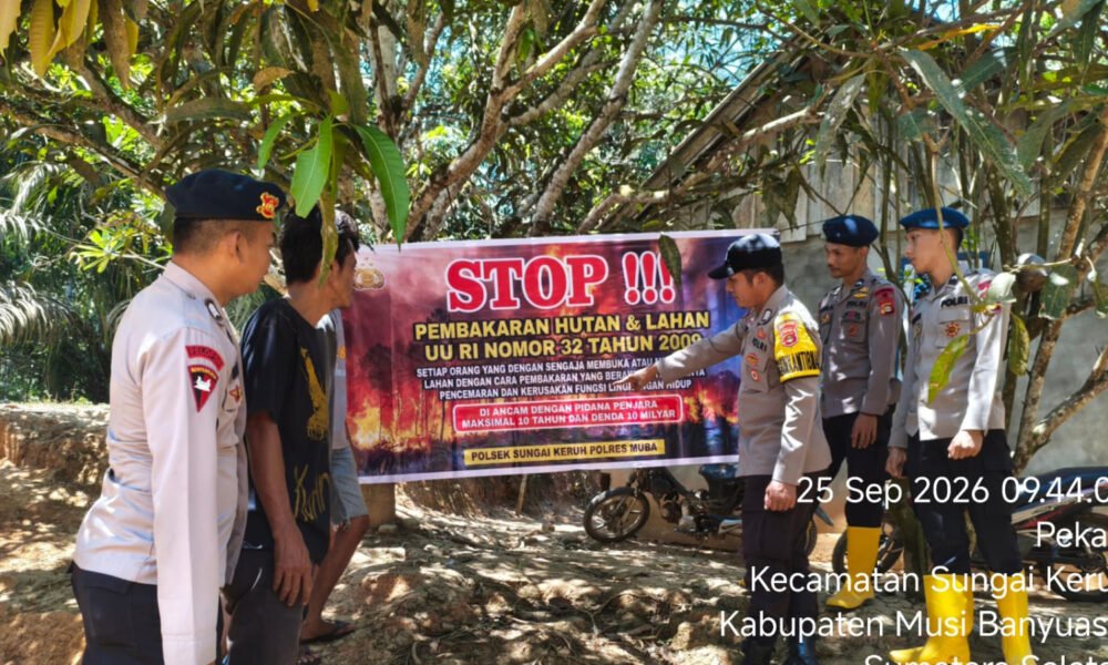 Polda Sumsel Perkuat Pencegahan Karhutla di Sungai Keruh, Personel BKO Turun Beri Edukasi